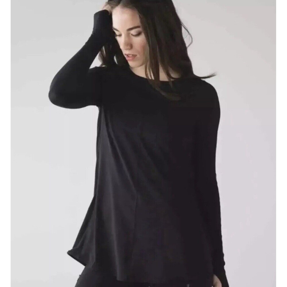 Lululemon Making Moves Long Sleeve Top Size 8 Black Pleated Back Rulu
